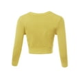 thumbnail image 3 of A2Y Women's Solid Cropped Bolero 3/4 Sleeve Button Down V-Neck Cardigan Sweater Baby Yellow 2XL, 3 of 5