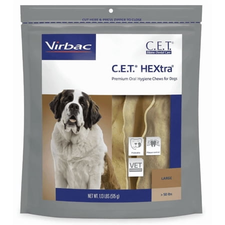 C.E.T. HEXtra Dental Chews for Large Dogs Over 50 lbs, 30 chews