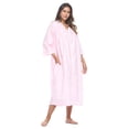 thumbnail image 2 of Casual Nights Women's Zip Front Woven House Dress | 3/4 Sleeves Housecoat Long Duster Lounger, 2 of 5