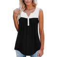 thumbnail image 2 of Top de verano con cuello en V, sin mangas, dobladillo suelto, costura, cómoda, informal, blusa para mujer para el trabajo y la Oficina, 2 of 6