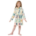 thumbnail image 6 of FORMRS Niños Bathrobe Unisex Hooded Robe Soft Plush Pajamas Sleepwear, Size 4-6T, Green Floral, 6 of 7