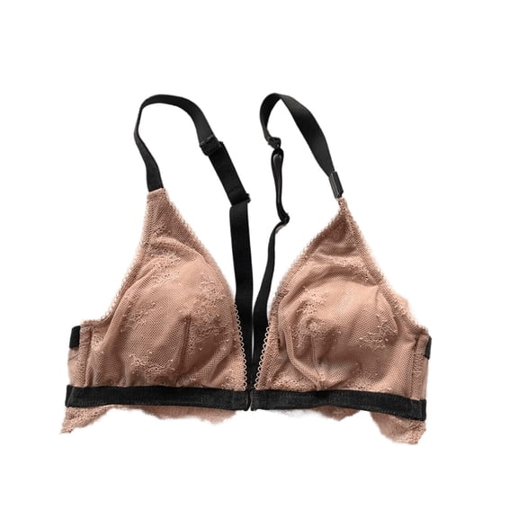 Victoria's Secrets Chantilly Lace Front Close Bralette Light Coffee with Velvet Trim Size Small NWT