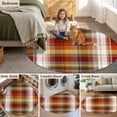 thumbnail image 6 of 5ft Washable Round Rug, Scottish Tartan Plaid Non-Slip Circle Area Rug for Living Room Bedroom, Gingham Plaid Vintage Geometric Grid Indoor Floor Mat for Home Decor, 6 of 9