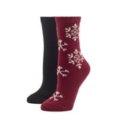 HUE Ecosoft Snow Flake Boot Socks 2-Pair Pack Tomato/Black One Size
