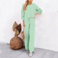 thumbnail image 2 of Pijamas de Dos piezas Gibobby Conjunto de punto mujer manga larga suéter pantalón pierna ancha verde M, 2 of 5