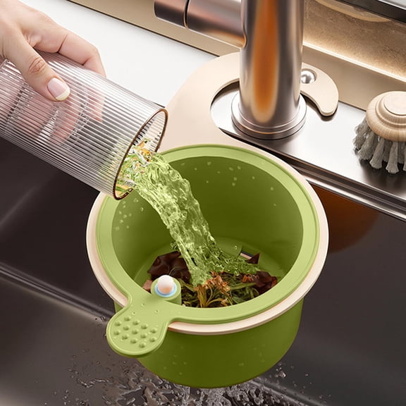 Durable Shaed Hanging Kitchen Sink Drains Basket with Food Residues Filter for Fruit Cleaning Separation Easy Install Foldable Multifunctional Sink Strainer Basket for Faucet Storage Rack