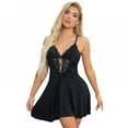 thumbnail image 1 of Monfince Women's Lace Lingerie Babydoll Sleepwear Halter Chemise Nightie Full Slip Dress, Black, M, 1 of 5