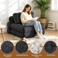 thumbnail image 4 of 3 in 1 Folding Sofa Bed, Convertible Corduroy Sleeper Chair Floor Couch, Lounger Bed filled with Shredded Foam for Living Room. Gray, 4 of 8