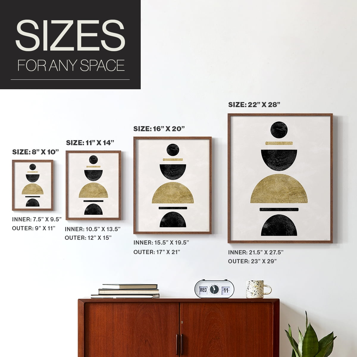 Modern Stack in Brown Solid Wood 8 x 10 Framed Print