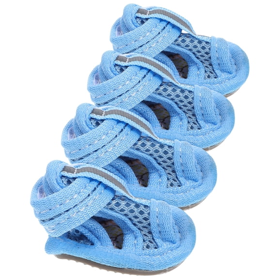 KALLORY 4Pcs Breathable Dog Sandals Blue For Summer Pets