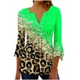 thumbnail image 1 of RKSTN Womens Tops Casual Trumpet 3/4 Sleeve Vintage Floral Printed T-shirts Buttons Basic Ruched Pleated Blouses, 1 of 5