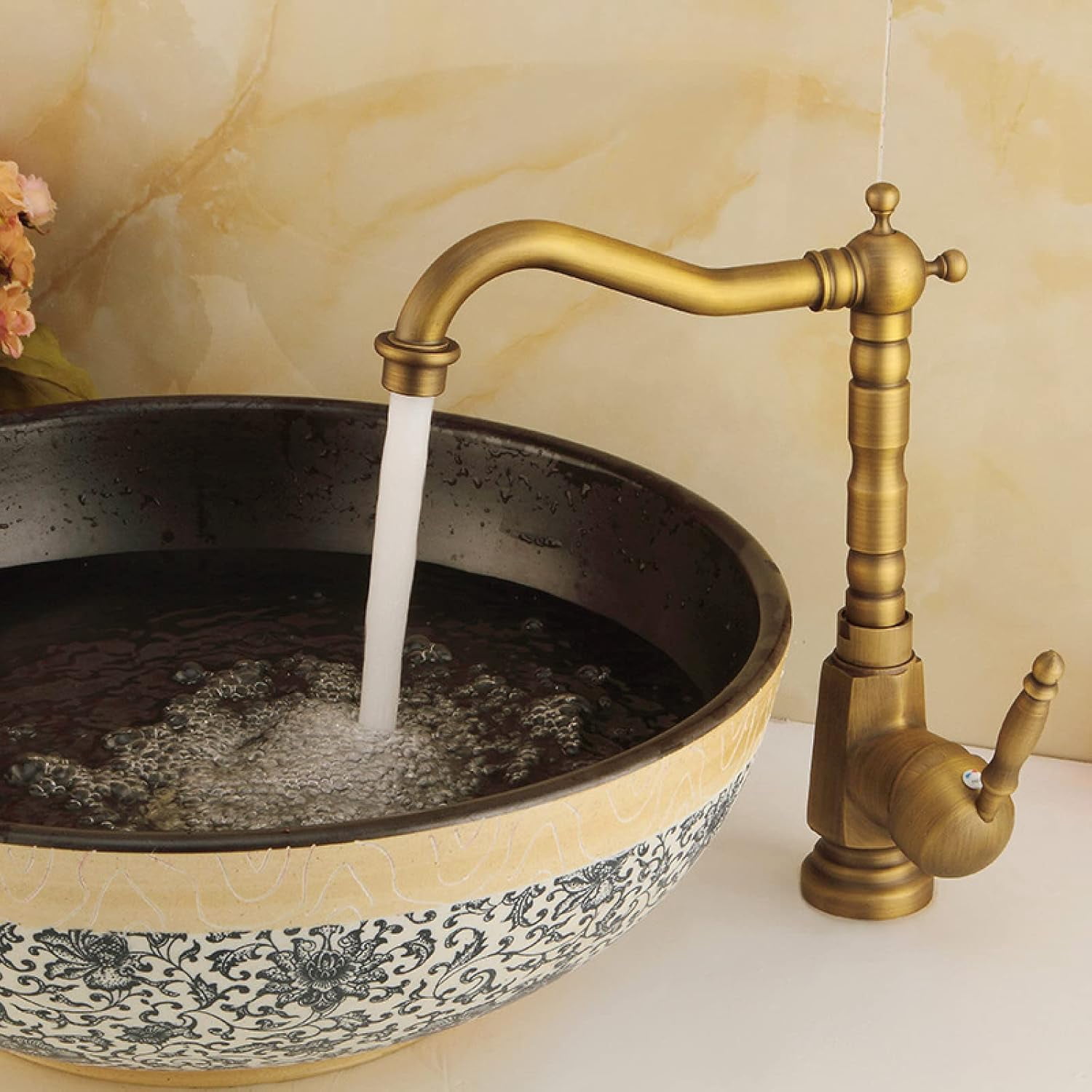 Vintage Sink Faucet Bathroom, Brass Sink Faucet Bathroom, Cold/Hot Water Basin Tap, Single Hole Single Handle Bathroom Sink Faucet, High
