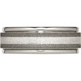 thumbnail image 3 of Titanium Polished /Stone Finish Center Grooved Edge Sterling Inlay Band, 3 of 9