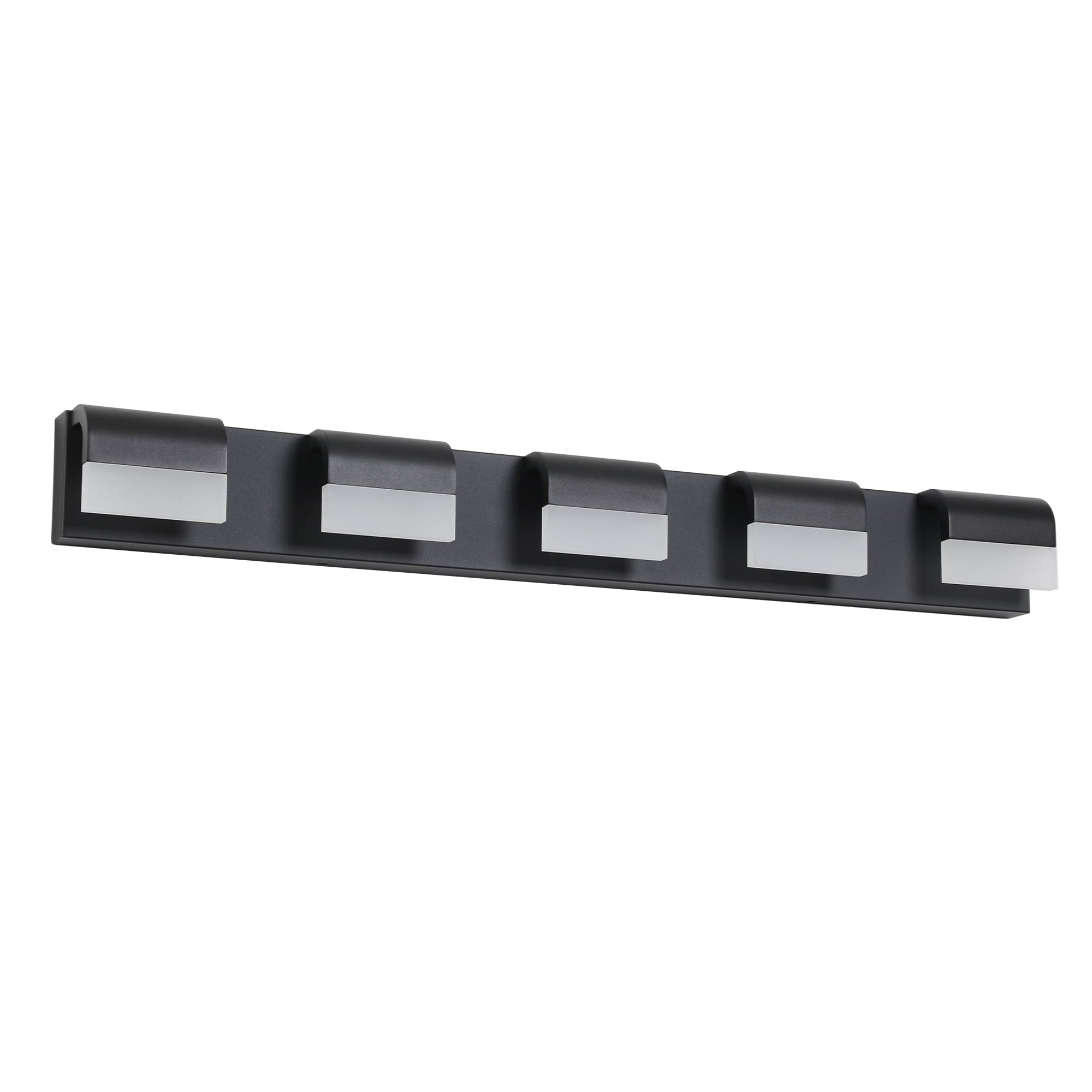 5-Light 32.3 Inch Vanity Light Fixtures , Matte Black Modern Acrylic Bathroom Wall Lighting Fixtures for bathroom lights (Cool White 6000K)