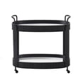 thumbnail image 5 of Weston Home Choteau Black Finish Metal Oval Bar Cart with Clear Tempered Glass, 5 of 8