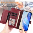 thumbnail image 5 of Étui Portefeuille pour VIVO Y300 PRO avec Poche à Fermeture Éclair, Porte-Cartes, Support, Dragonne, Étui à Rabat en Cuir Rouge, 5 of 5