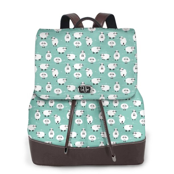 Easygdp Cute Sheeps Mochila de Cuero para Mujeres, Bolso de Hombro, Bolsos de Mano de Moda para Trabajo y Viajes