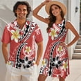 thumbnail image 2 of Jeiento Polynesia Couple Matching Outfits Plumeria Dress for Women Shirt for Men Summer Shirts Hawaiian Dress for Women Plus Size, Red, 2 of 6
