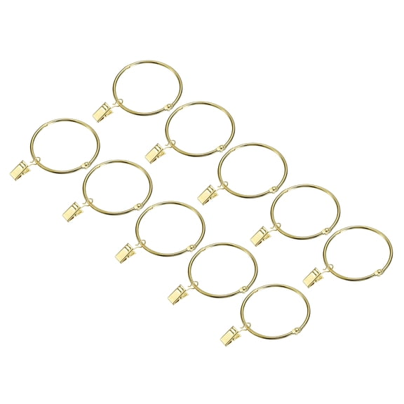 Uxcell Curtain Rings with Clips, 20pcs Drapery Curtain Clip Rings, 2 Inch Curtain Clip Rings Hooks (Gold)