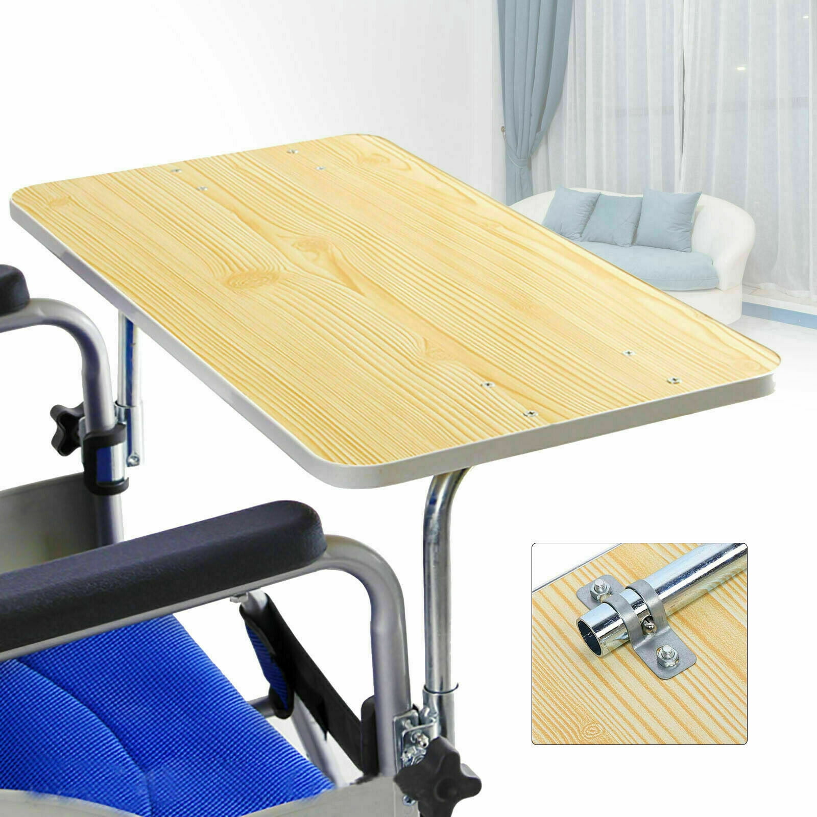 DENEST Wooden Anti Falling Wheelchair Tray Wheelchair Table