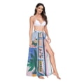 thumbnail image 2 of FORMRS Womens Long Sarong Beach Wrap Semi-Sheer Bikini Skirt Bathing Swimsuit Cover Up, Pink Seaside, 2 of 7