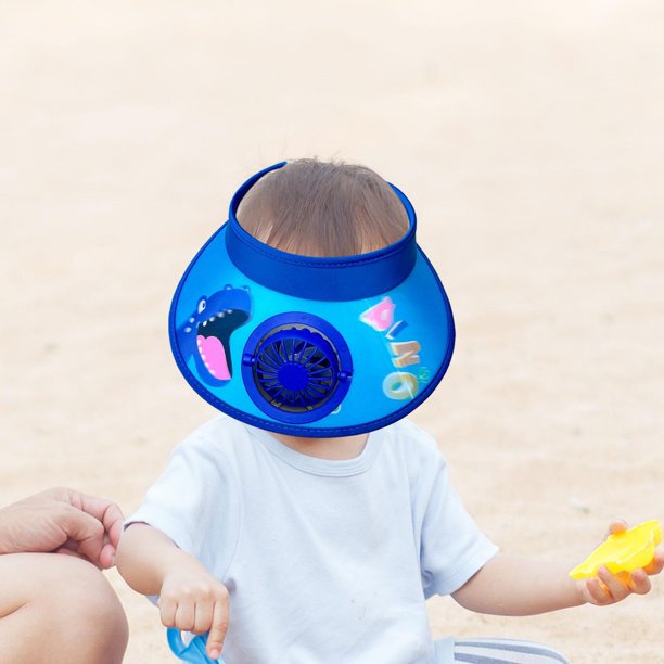 Sombrero de visera con ventilador Baoblaze ajustable informal para viajes de niños