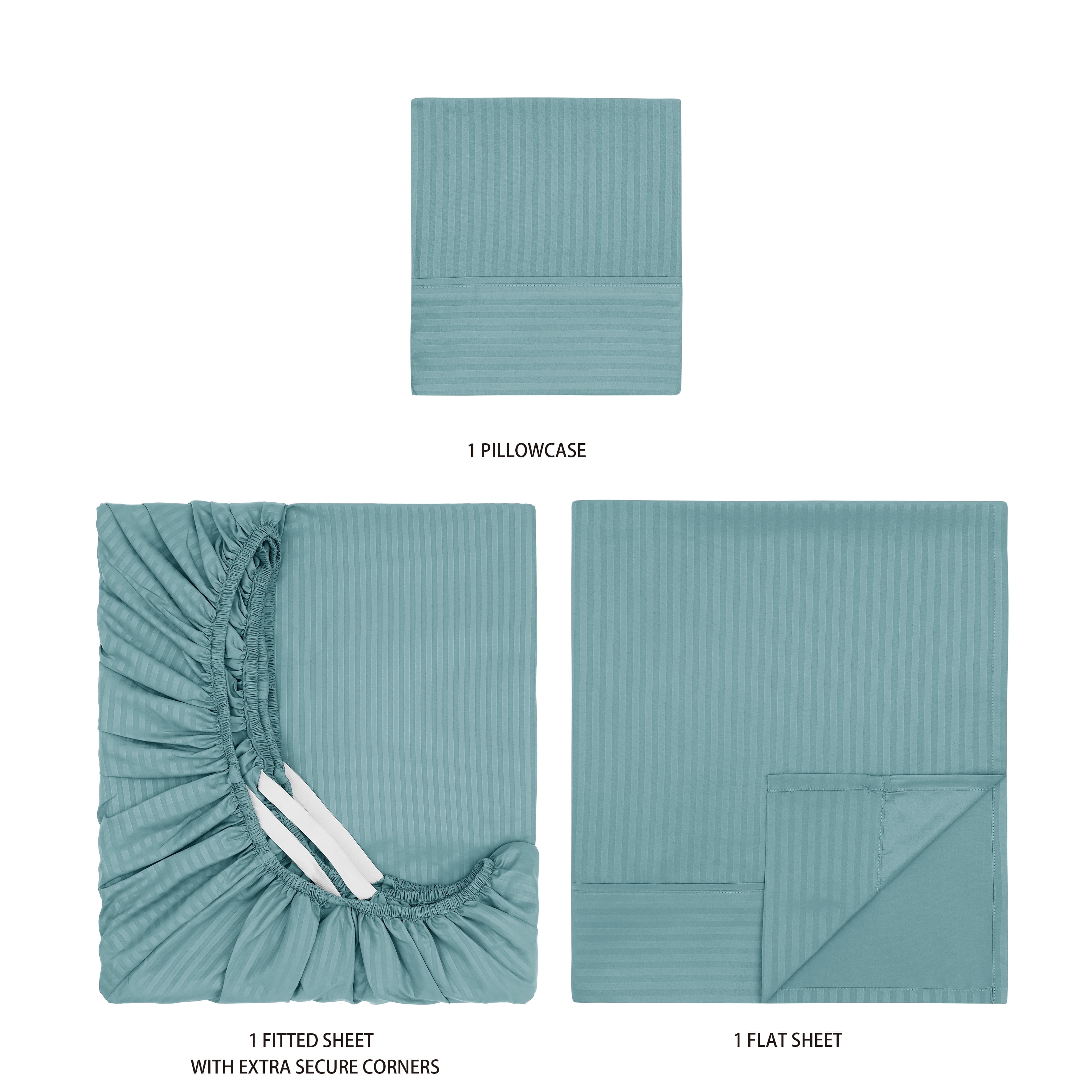 Mainstays Super Soft Brushed Microfiber Bed Sheet Set, Blue Cameo Embossed Stripe, Twin-XL, 3 Piece