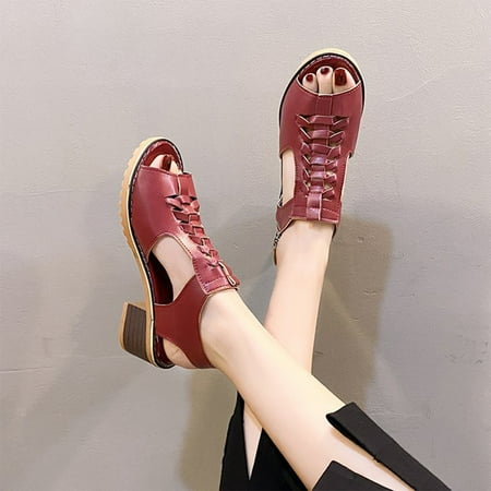 

Woman s Chunky Heel Shoes with Ankle Zip Peep-toe Shoes for Birthday Party Adult