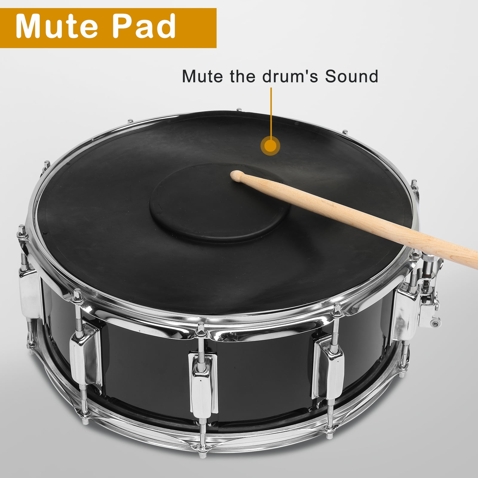 Ktaxon 14" x 5.5" Snare Drum Set for Beginners, Includes Drumstick Holder, Bag, Strap, Mute Pad & Sticks , Black