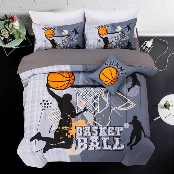 Set de cama doble con temática de baloncesto A Nice Night para niños