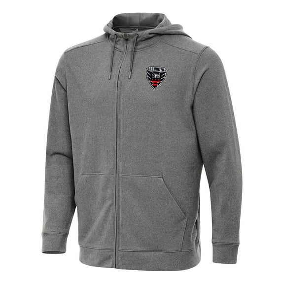 Men's Antigua Heather Black D.C. United Effortless Full-Zip Hoodie