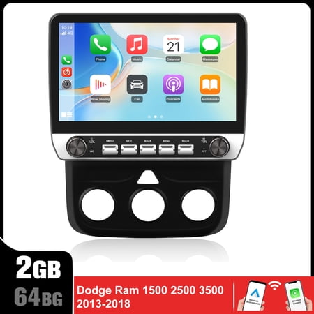 10 Inch Android 13 Car Stereo for Dodge Ram 1500 2500 3500 2013-2019, Wireless Apple CarPlay & Android Auto, GPS Navigation, FM Radio, WiFi, SWC, Physical Knobs & Buttons – Manual AC Only