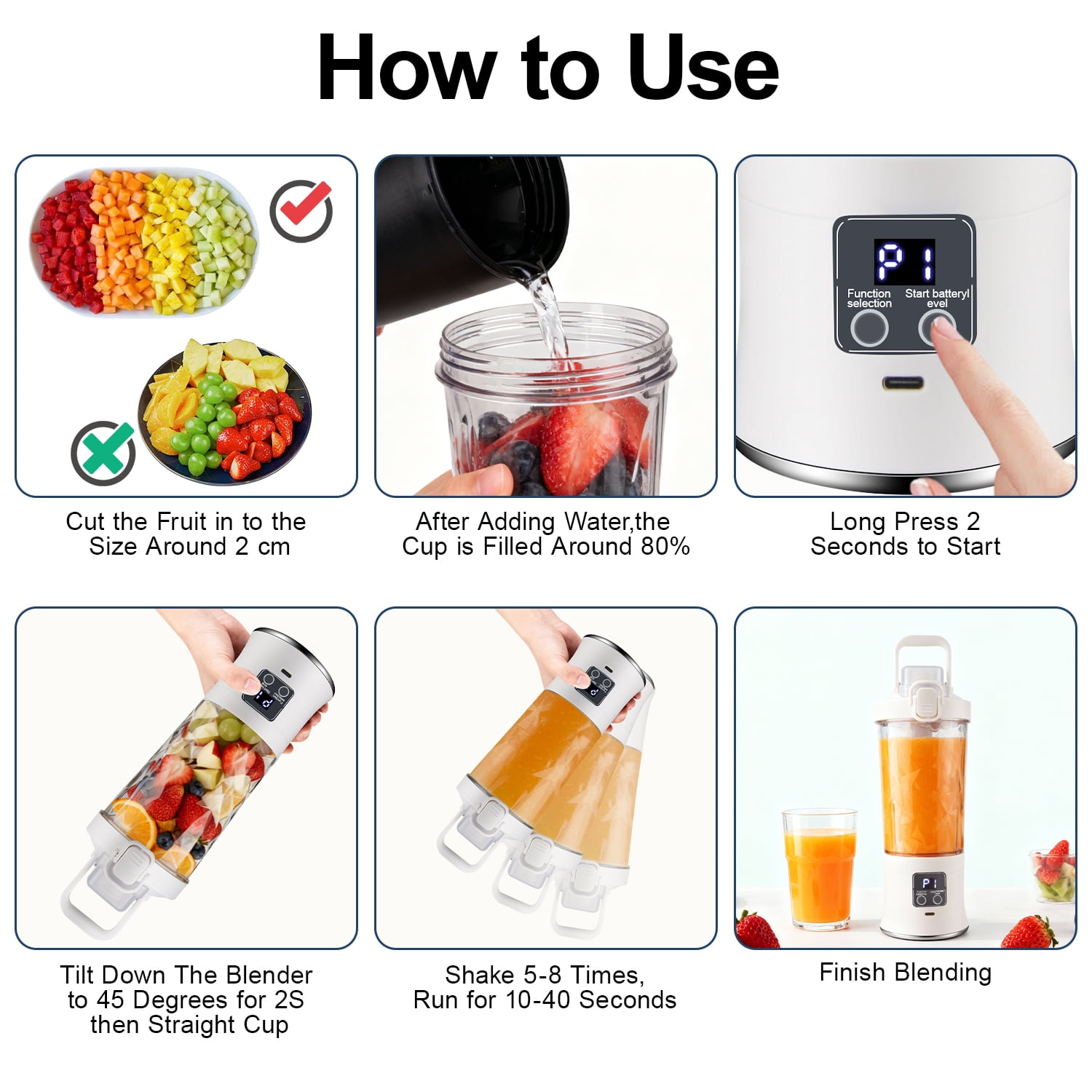 Portable Blender for Shakes and Smoothies,600mL HopePow Kitchen USB Rechargeable Shaker Juicer Blender 10 Sharp Stainless Steel Blades Cordless Personal Portable Small Blender for Smoothies,Kitchen