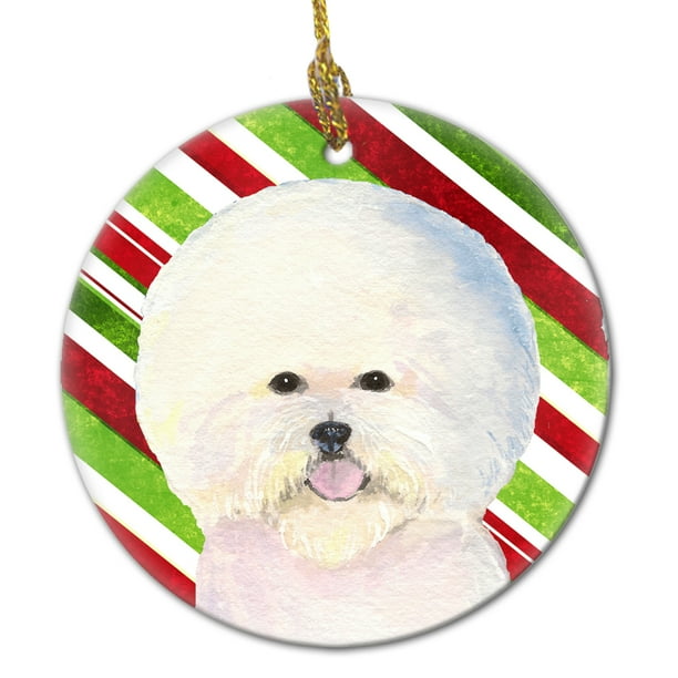 Bichon Frise Candy Cane Holiday Christmas Ceramic Ornament ...