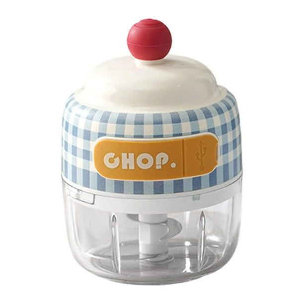 Picadora de ajo eléctrica, procesador de alimentos portátil, mini USB, para frutos secos, carne, especias y jengibre. Azul