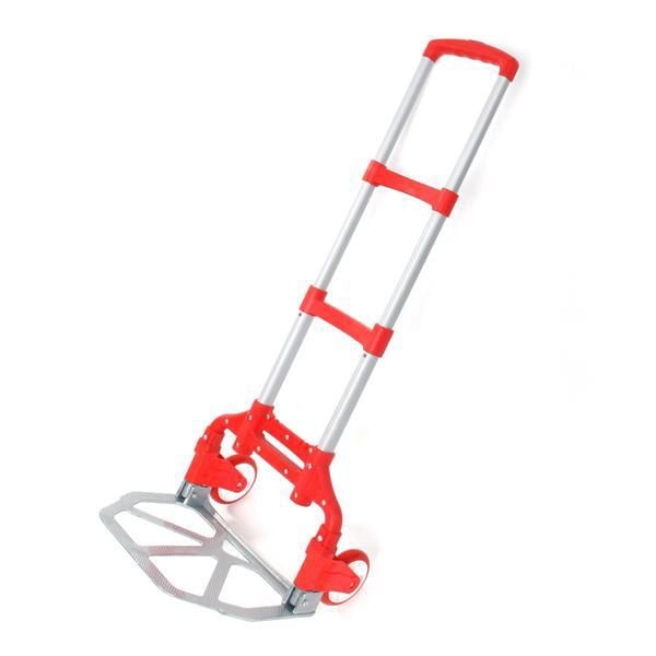 Alvantor Aluminum Folding Stair Climber Hand Truck with Bungee Cord, 165 lb Capacity, Red