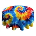 thumbnail image 4 of Colorful Tie Dye Spiral Pattern Round Tablecloth 60"x60",Wrinkle Wipeable Table Cloth for Kitchen Dining Room Picnic Patio Party, 4 of 6