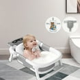 thumbnail image 4 of stusgo Collapsible Baby Bathtub, Plastic Baby Bath Tub with Soft Cushion & Thermometer（Grey）, 4 of 7