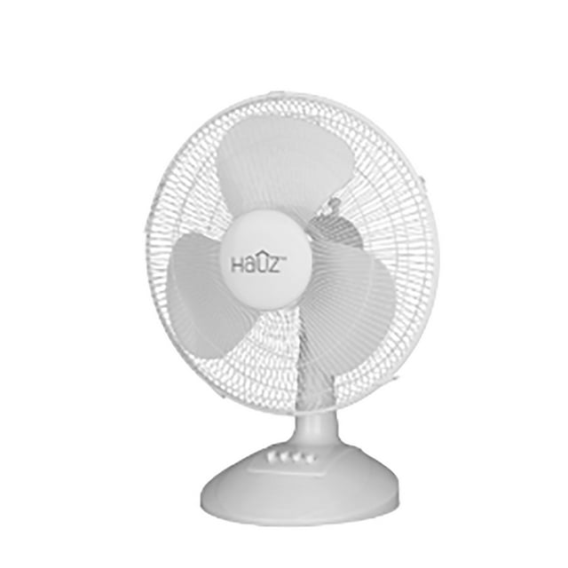 Hauz - Ventilateur de Bureau Oscillant, Diamètre de 16 Po, Design Compact, Blanc