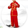 thumbnail image 4 of Kaerm Kids Boys Girls Kung Fu Suit Unisex Children Dragon Embroidery Tai Chi Outfit Chinese Martial Red 140, 4 of 9