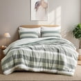 thumbnail image 3 of Regency Heights 3-Piece Comforter Sets, Reversible Striped Comforter Set for Dorm, Lightweight All Season Bedding Set with Pillow Shams, King, Sage, 3 of 8