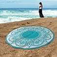 thumbnail image 2 of Lotus Cotton Round Beach Towel by Blue Nile Mills , Teal, 2 of 6