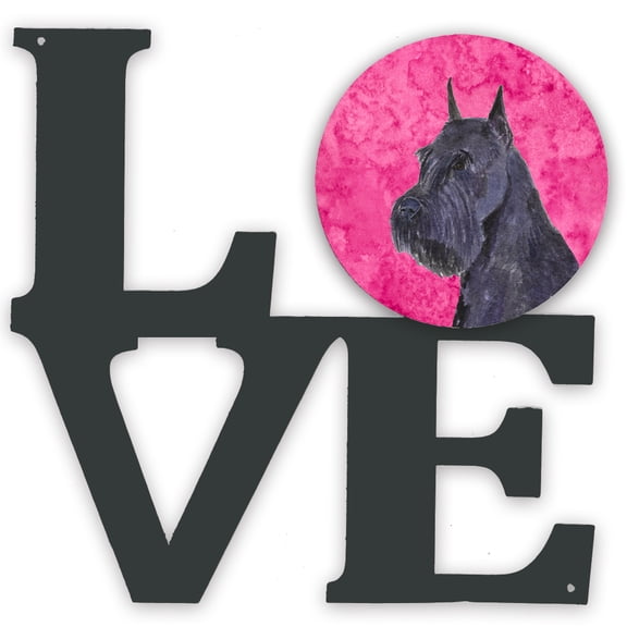 Pink Schnauzer Metal Wall Artwork LOVE