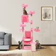 thumbnail image 2 of Uforic 75in Large Cat Tree Tower, Multi-Level Cat Condo with Scratch Posts, Cozy Basket Hammocks, Top Perches, Sisal Ramp, Pink, 2 of 10