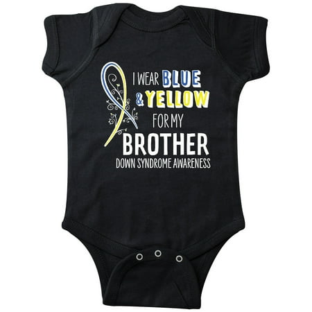 

Inktastic I Wear Blue and Yellow for my Brother- Down Syndrome awareness Gift Baby Boy or Baby Girl Bodysuit