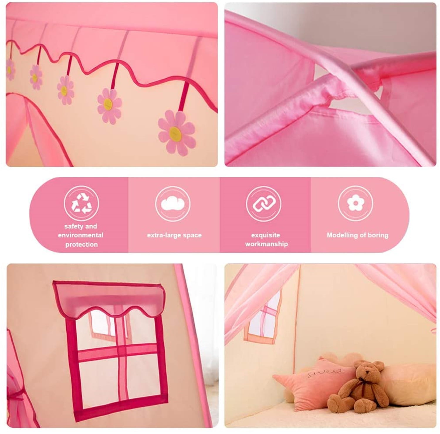 Lowestbest Portable Kids Play Tent, Castle Large Teepee, Children Playhouse with Carry Bag for Indoor Outdoor, (LED Pink) Lowestbest Portable Kids Play Tent, Castle Large Teepee, Children Playhouse with Carry Bag for Indoor Outdoor, (LED Pink)