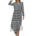 thumbnail image 2 of 2024 Retro Houndstooth Casual Dress Black White Check Street Fashion Dresses Long Sleeve Elegant Woman Design Oversize Chiffon Dress, 2 of 7