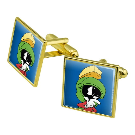 Looney Tunes Marvin The Martian Square Cufflink Set - Silver or Gold