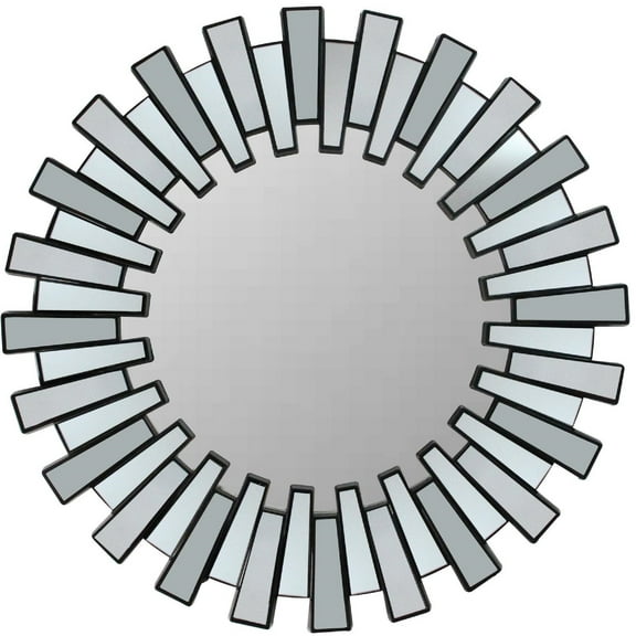 Northlight 25.5" Round Matte Black Aztec Sunburst Wall Mirror