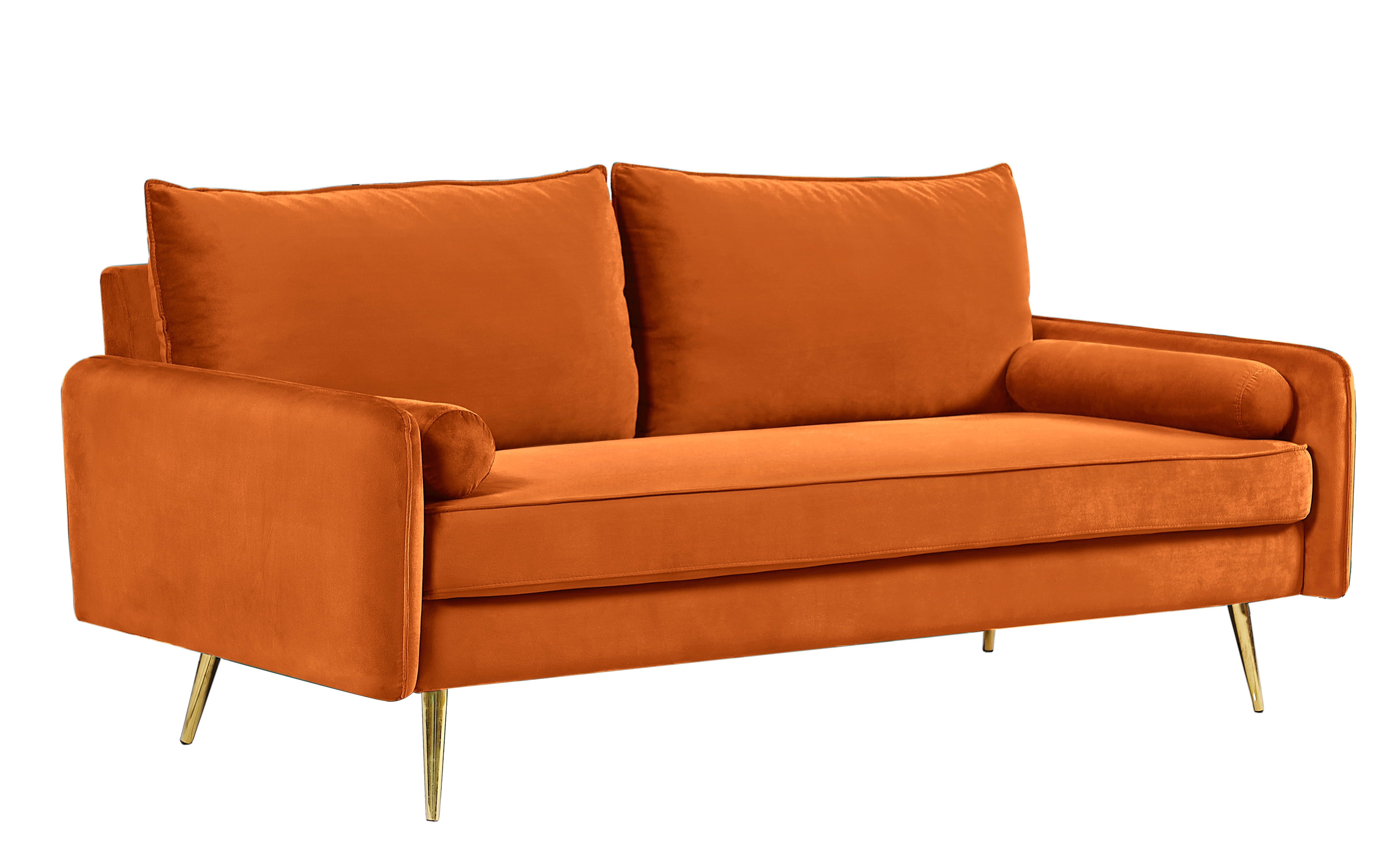 US Pride Furniture Villeda 70''W Polyester Square Arms Sofa, Orange
